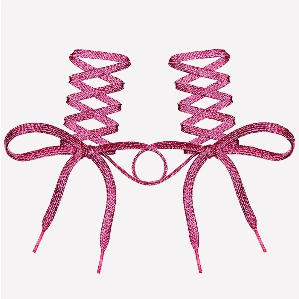 Pink metallic flat shoe laces!